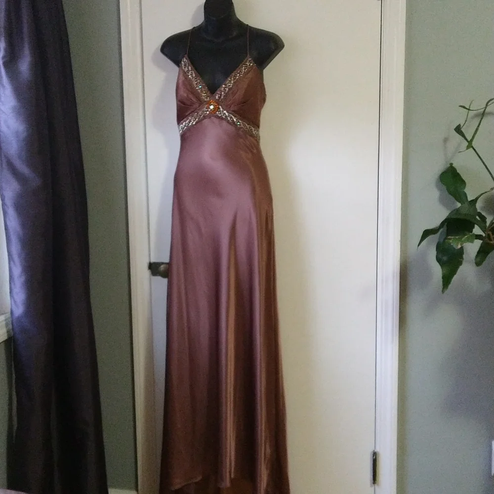 Jasz Couture Beaded Spaghetti Strap Evening Gown Prom Dress